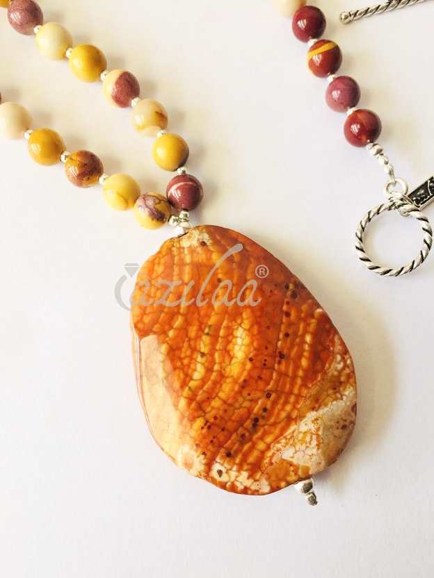 Designer gemstone Mookite Jasper beaded necklace  jewelry