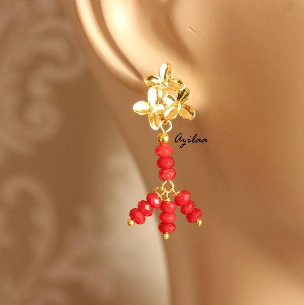 Designer layered reddish gold plated gemstone beaded necklace 