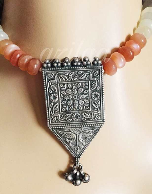 Designer OOAK moonstone ethnic gemstone necklace set