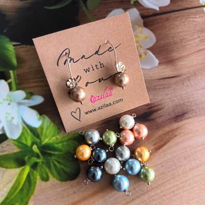 Designer pearl sterling silver handmade dangler earrings