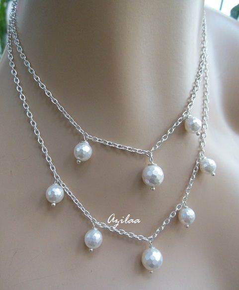 Designer pearl sterling silver necklace