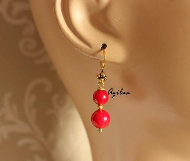 Designer red beaded handmade golden necklace set