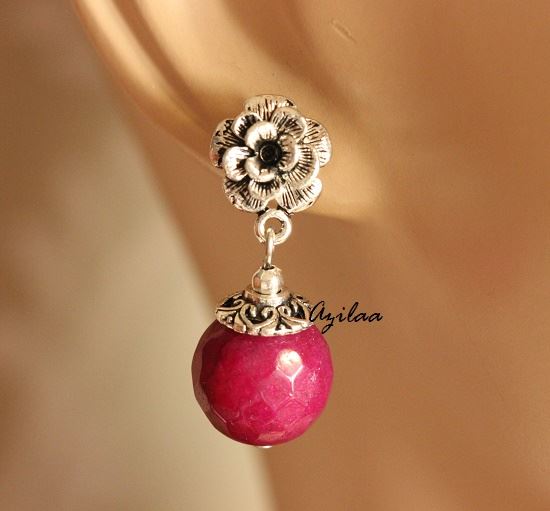 Designer ruby Pink agate gemstone artisan handmade necklace set