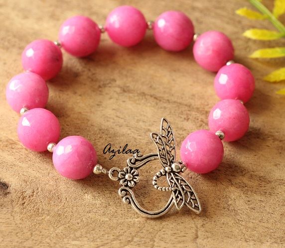Pretty in pink gemstone beaded handmade bracelet