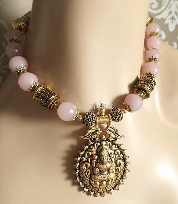 Dual tone Laxmi antique Gold Statement handmade necklace set