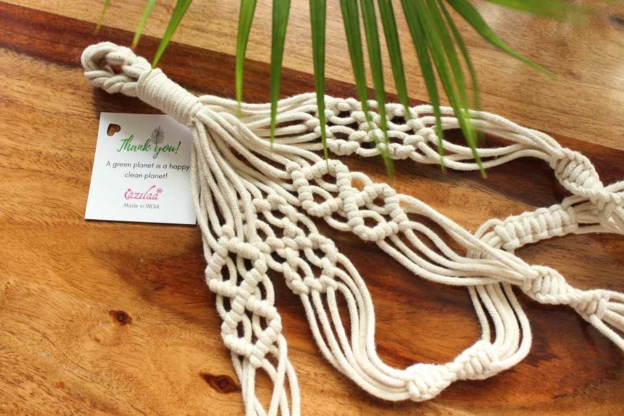 ECO friendly Off white cotton macrame handmade 1 plant hanger 