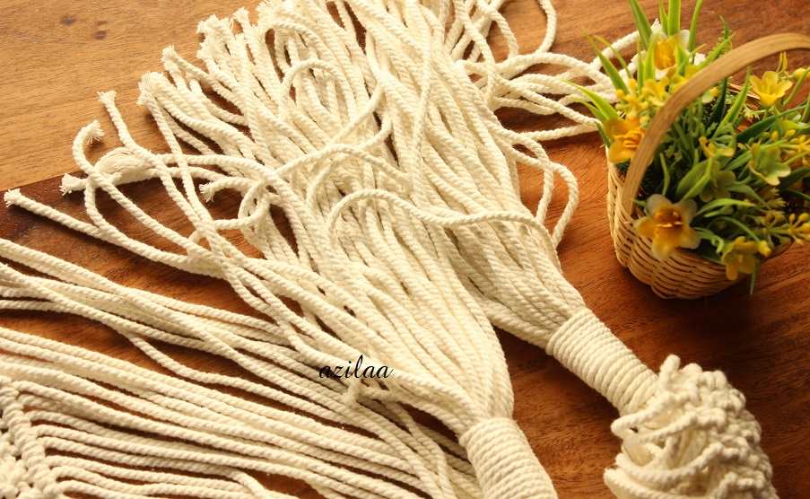 ECO friendly Off white cotton macrame handmade 2 plant hanger 
