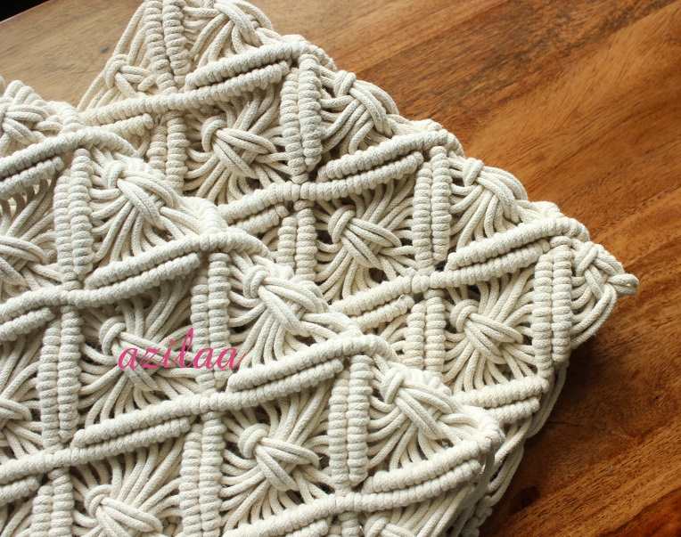 ECO friendly Off white cotton macrame handmade 2 L table mat 