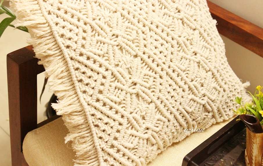 ECO friendly Off white macrame handmade cushion cover
