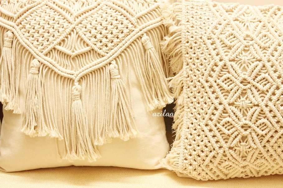 ECO friendly Off white macrame handmade cushion cover