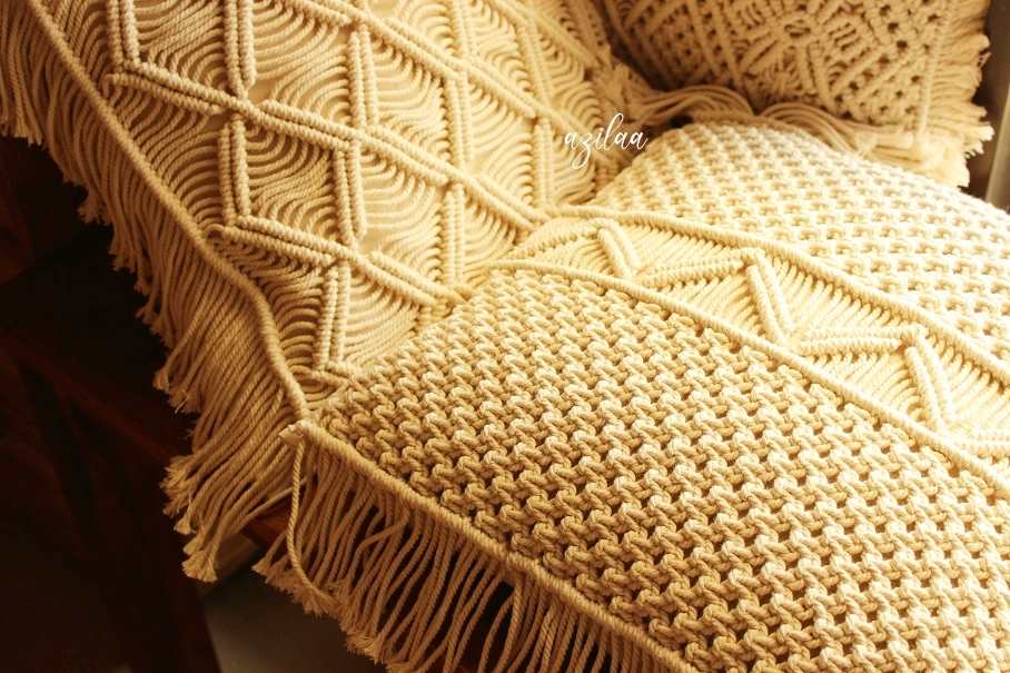 ECO friendly Off white macrame handmade cushion cover