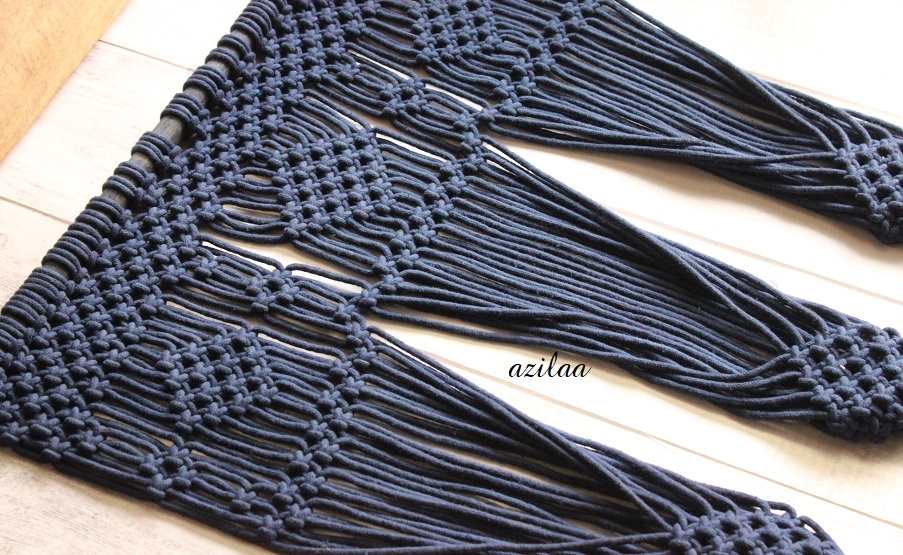 Blue ECO friendly boho cotton macrame handmade plant hanger 1pc