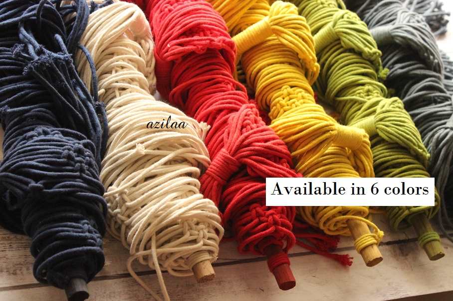 Blue ECO friendly boho cotton macrame handmade plant hanger 1pc