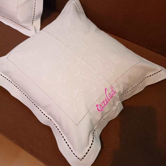 ECO friendly cotton white embriodered cushion covers 2