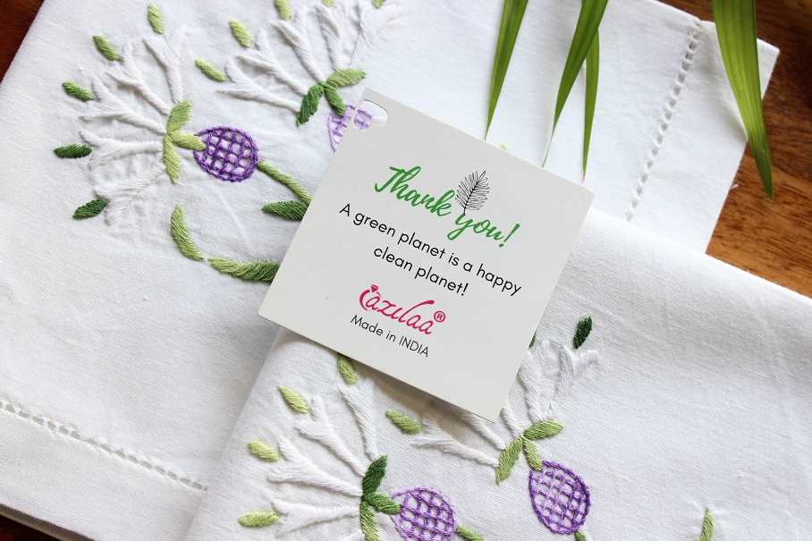 ECO friendly white cotton hand embroidery napkins 02 