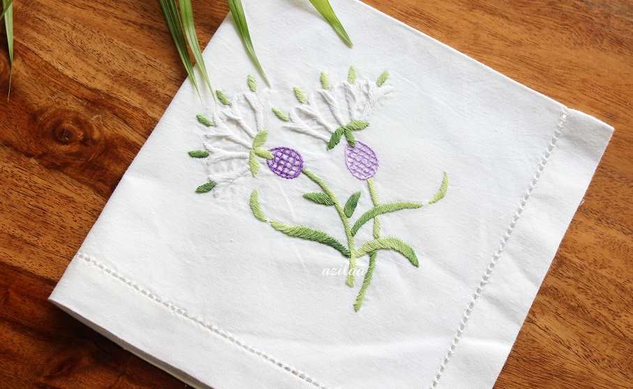 ECO friendly white cotton hand embroidery napkins 02 