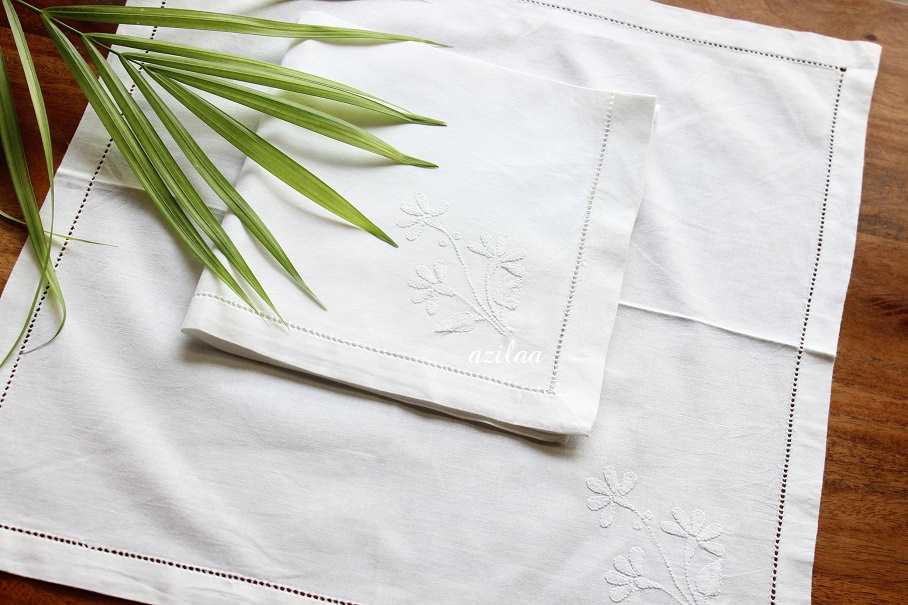 ECO friendly white cotton hand embroidery napkins 02