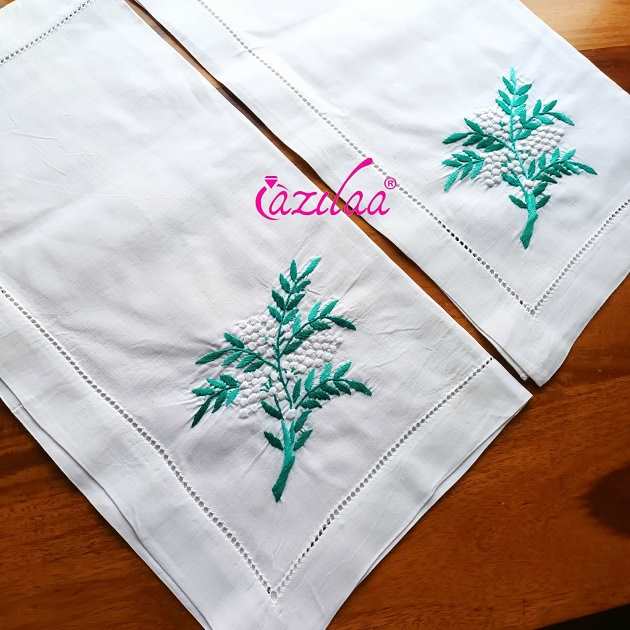 ECO friendly white cotton hand embroidery napkins 02 