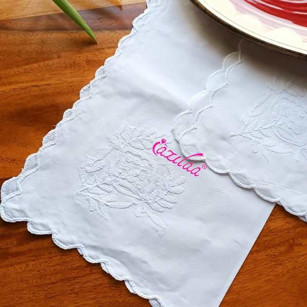 ECO friendly white embroidery cotton handmade 4 large napkin