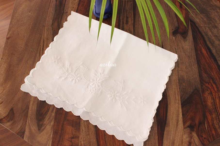 ECO friendly white embroidery cotton handmade 4 table mat