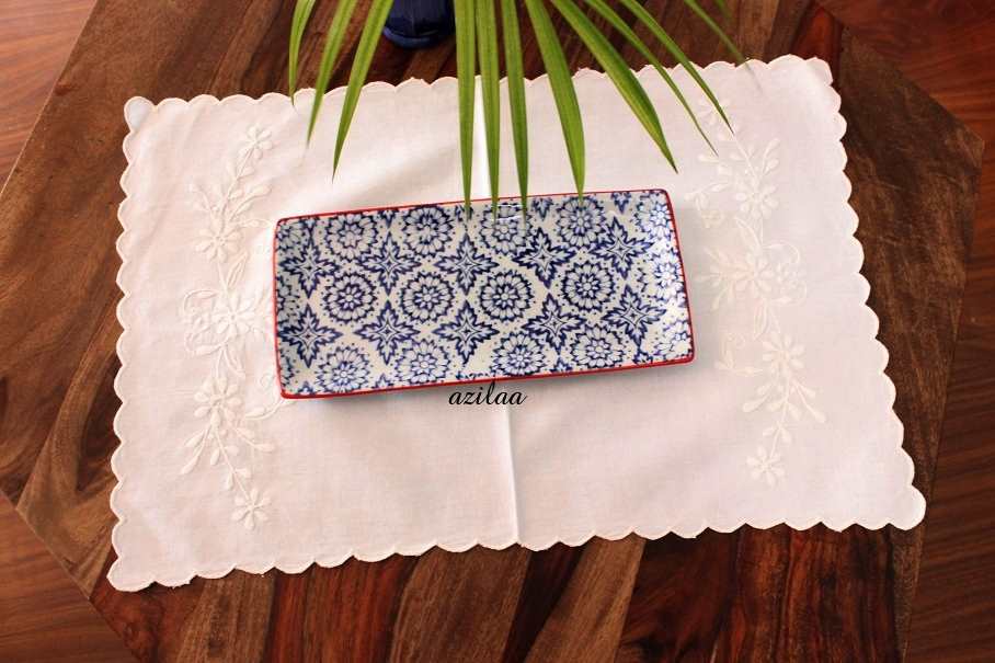 ECO friendly white embroidery cotton handmade 4 table mat