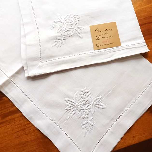 ECO friendly white embroidery cotton handmade 4 table mat