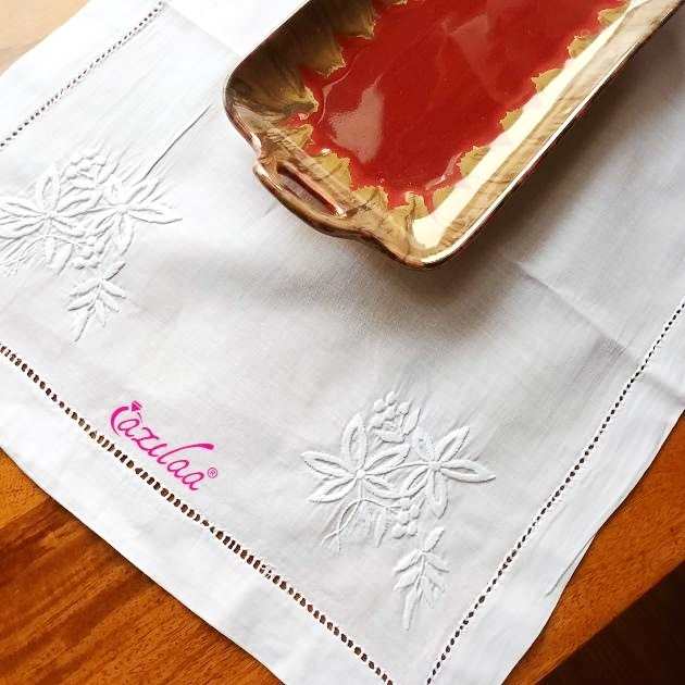 ECO friendly white embroidery cotton handmade 4 table mat