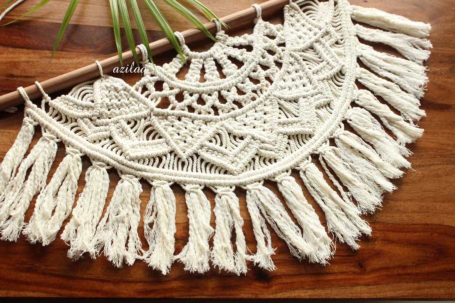 Eco friendly Mandala style macrame round handmade tapestry 01