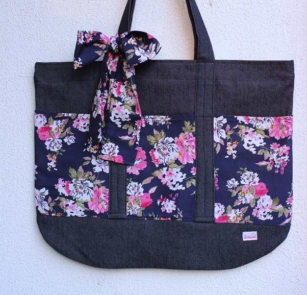 Eco friendly blue sustainable handmade sturdy denim bag set