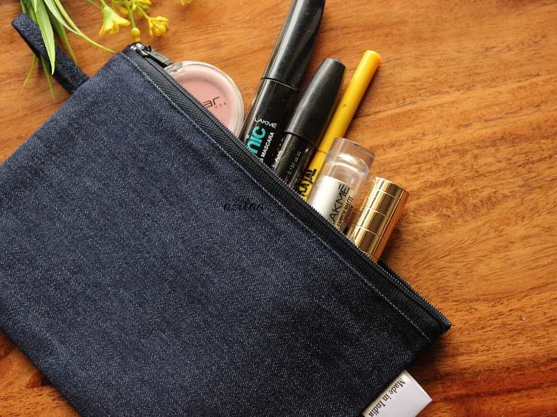 Eco friendly blue sustainable handmade sturdy denim bag set