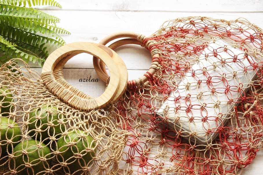 Eco friendly sustainable handmade natural fiber beige bag