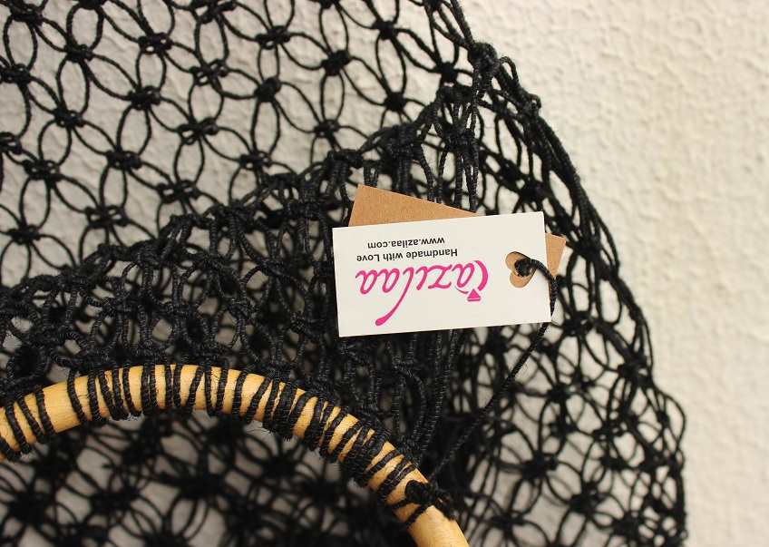 Eco friendly sustainable handmade natural fiber black bag