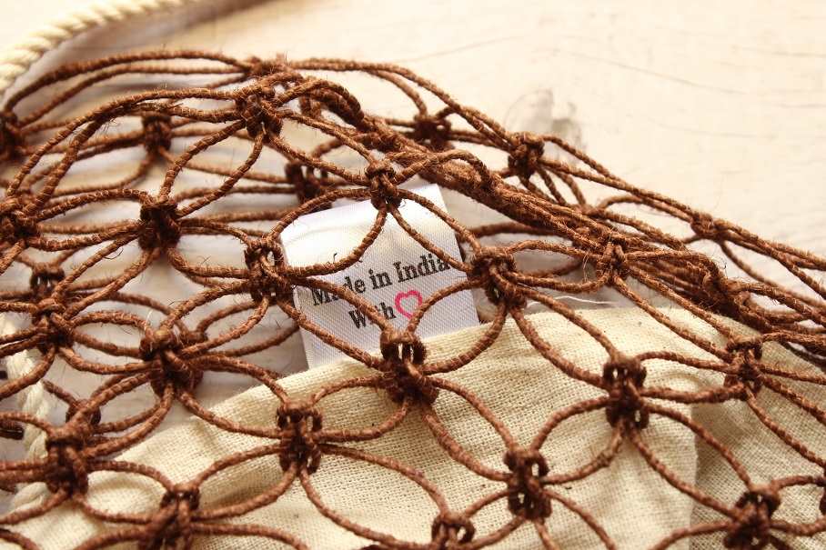 Eco friendly sustainable handmade natural fiber brown bag