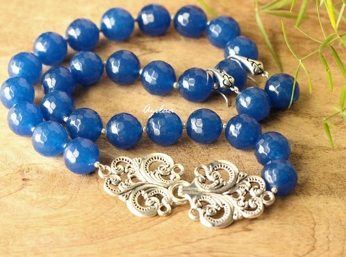 Elegant blue gemstone artisan handmade necklace 