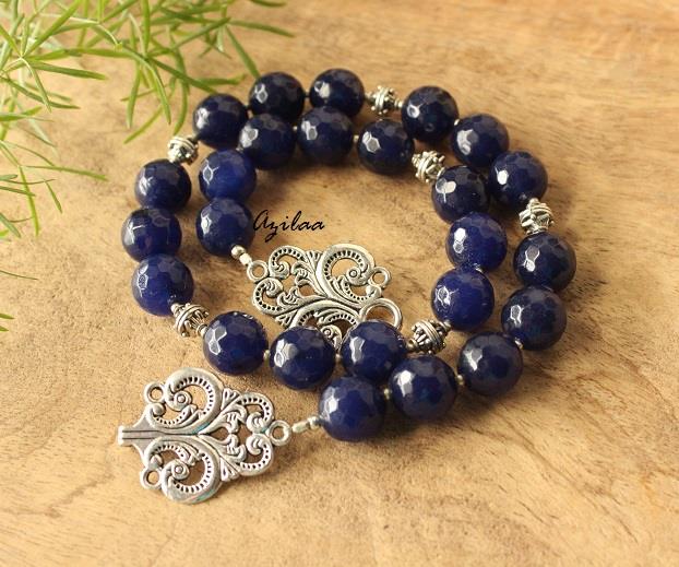 Elegant blue gemstone artisan handmade necklace 