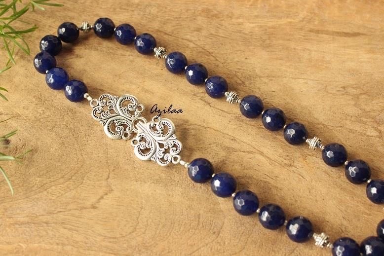 Elegant blue gemstone artisan handmade necklace 