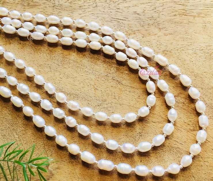 Elegant freshwater pearl necklace,layered pearl silver necklace