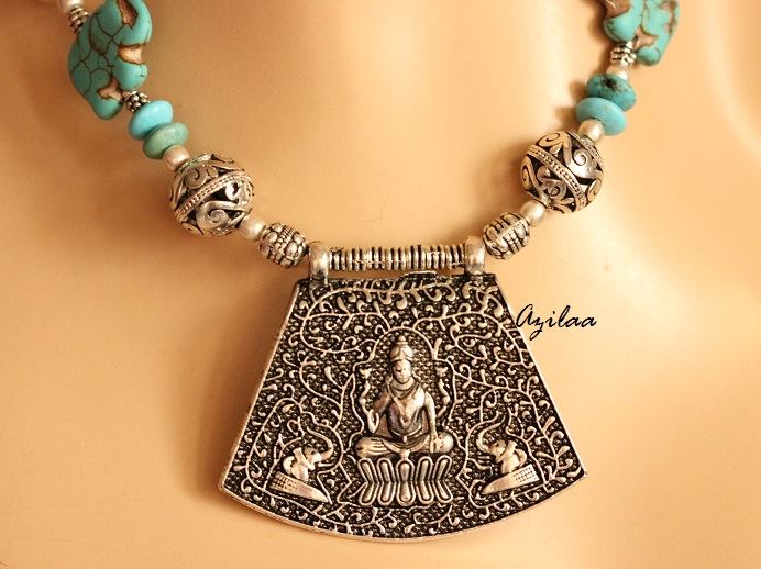 Elephant Goddess handmade gemstone beaded necklace set