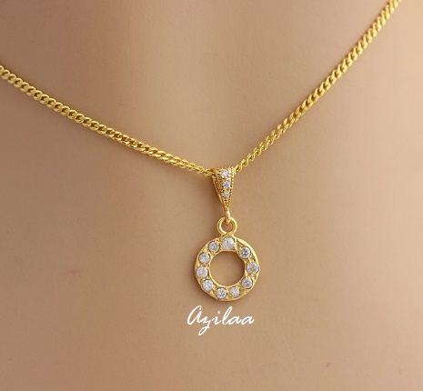 Eternity circle round golden pendant