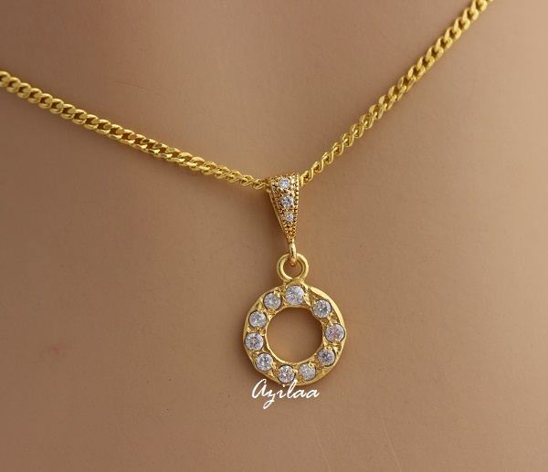 Eternity circle round golden pendant