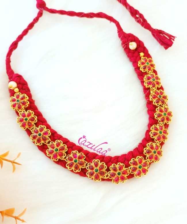 Ethnic Antique golden maroon choker necklace set
