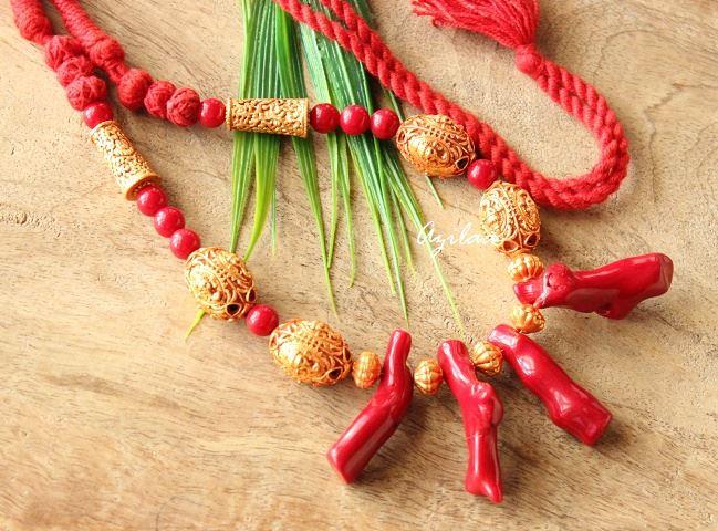 Ethnic Ganesha RED coral designer handmade necklace set