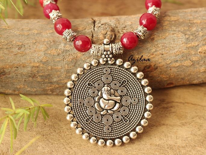 Ethnic Ganesha gemstone artisan handmade necklace set