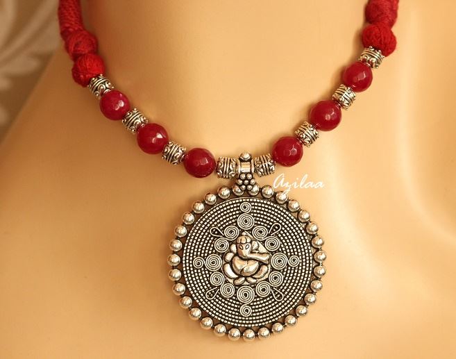 Ethnic Ganesha gemstone artisan handmade necklace set