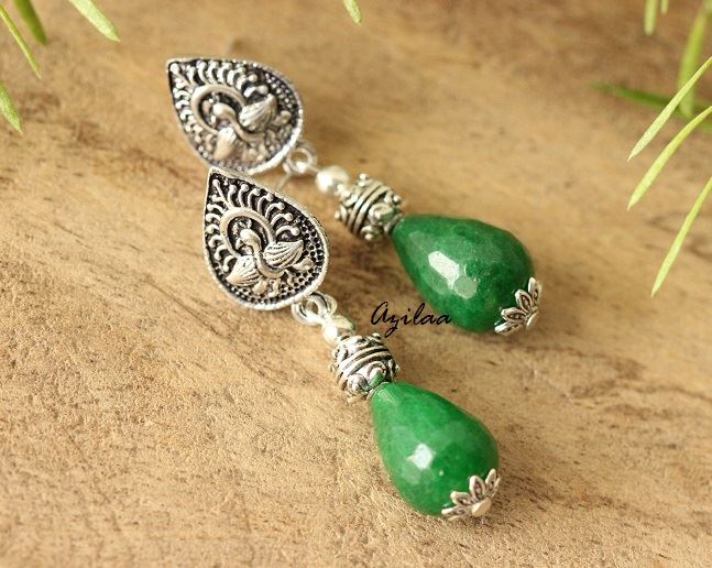 Ethnic Statement green Gemstone artisan handmade necklace set