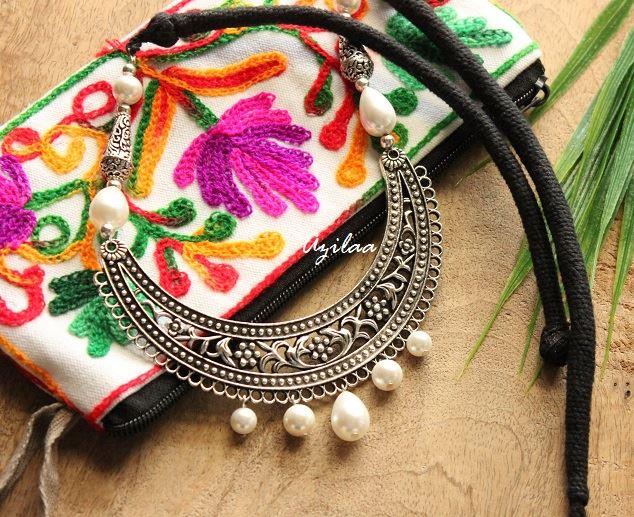 Ethnic designer white pearl handmade necklace set