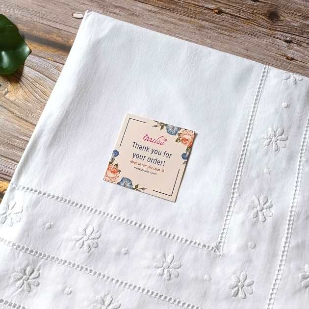 Floral white cotton hand embroidered table cloth 01