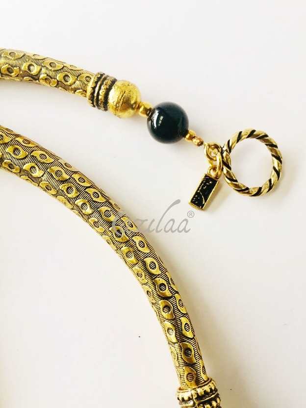 Ganesha antique gold BLACK Statement handmade necklace set