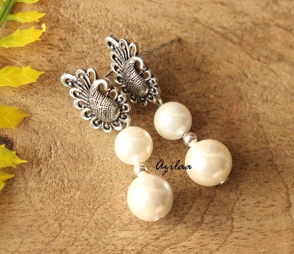 Ganesha antique silver Pearl Statement handmade necklace set