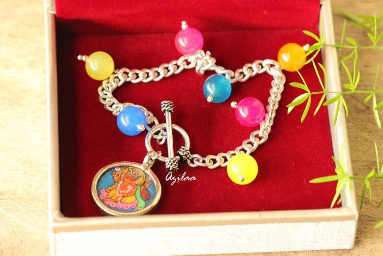 Ganesha charm  chain gemstone yoga handmade bracelet